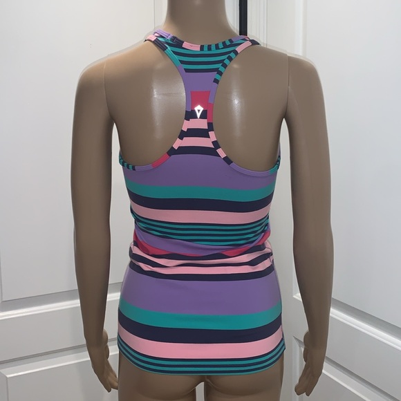 Ivivva Lululemon Girls Multi Striped Sleeveless Racerback Athletic Tank size 12 - Picture 2 of 3